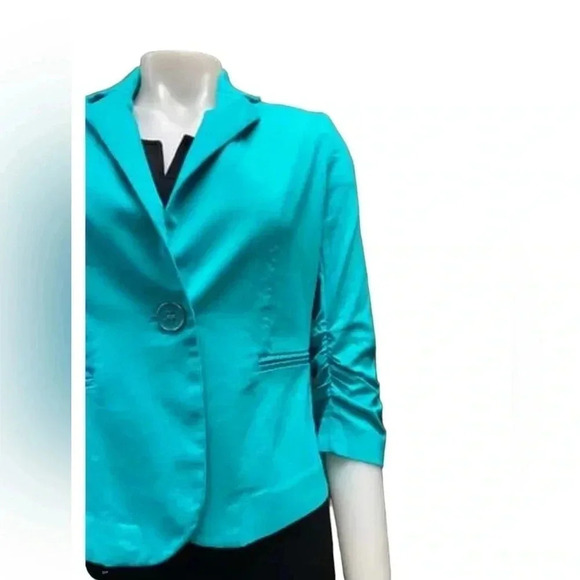 89th & Madison Aquamarine Gathered Half Sleeve Blazer Size Small - Picture 5 of 12